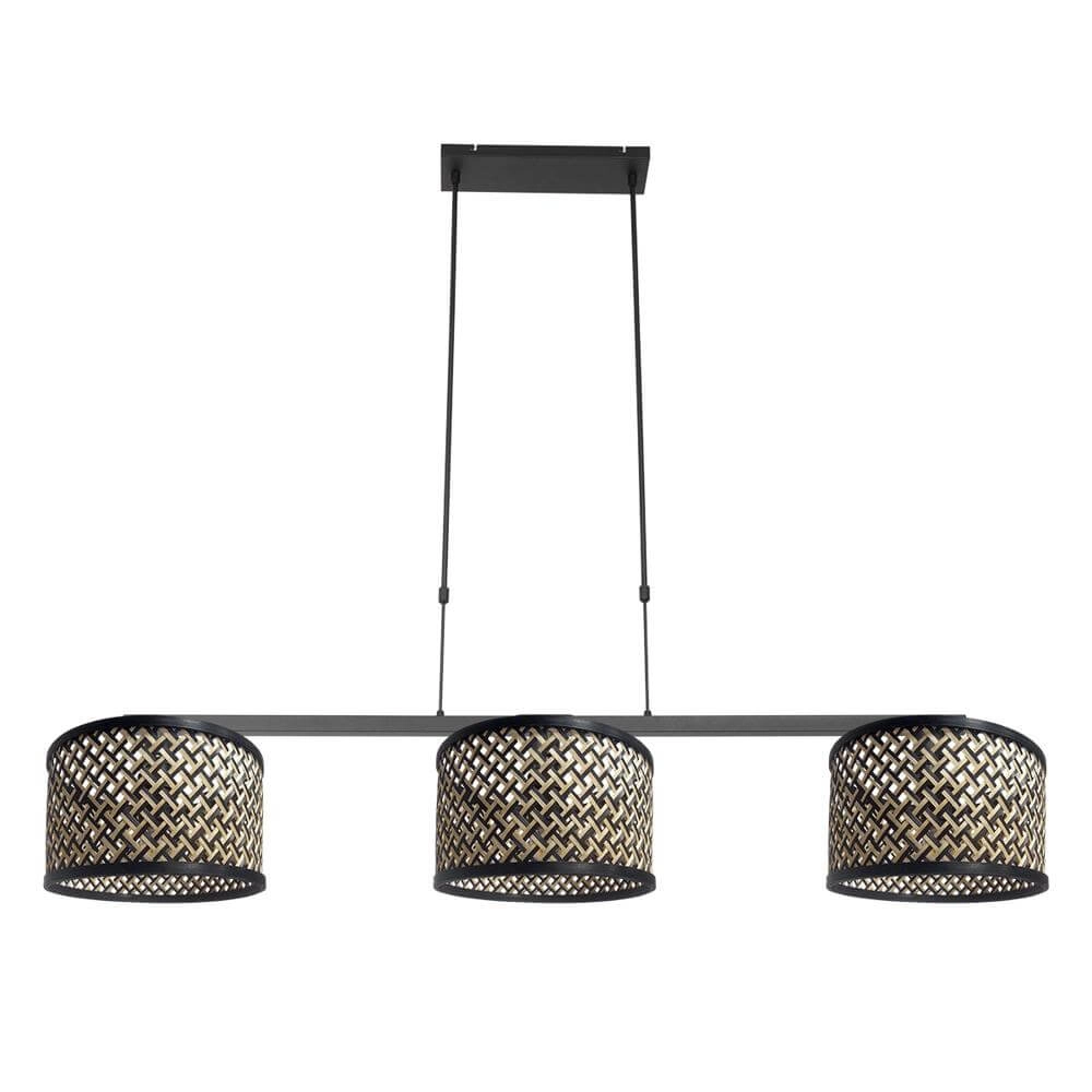 3-light pendant lamp Stang black with bamboo Steinhauer 8712746172423