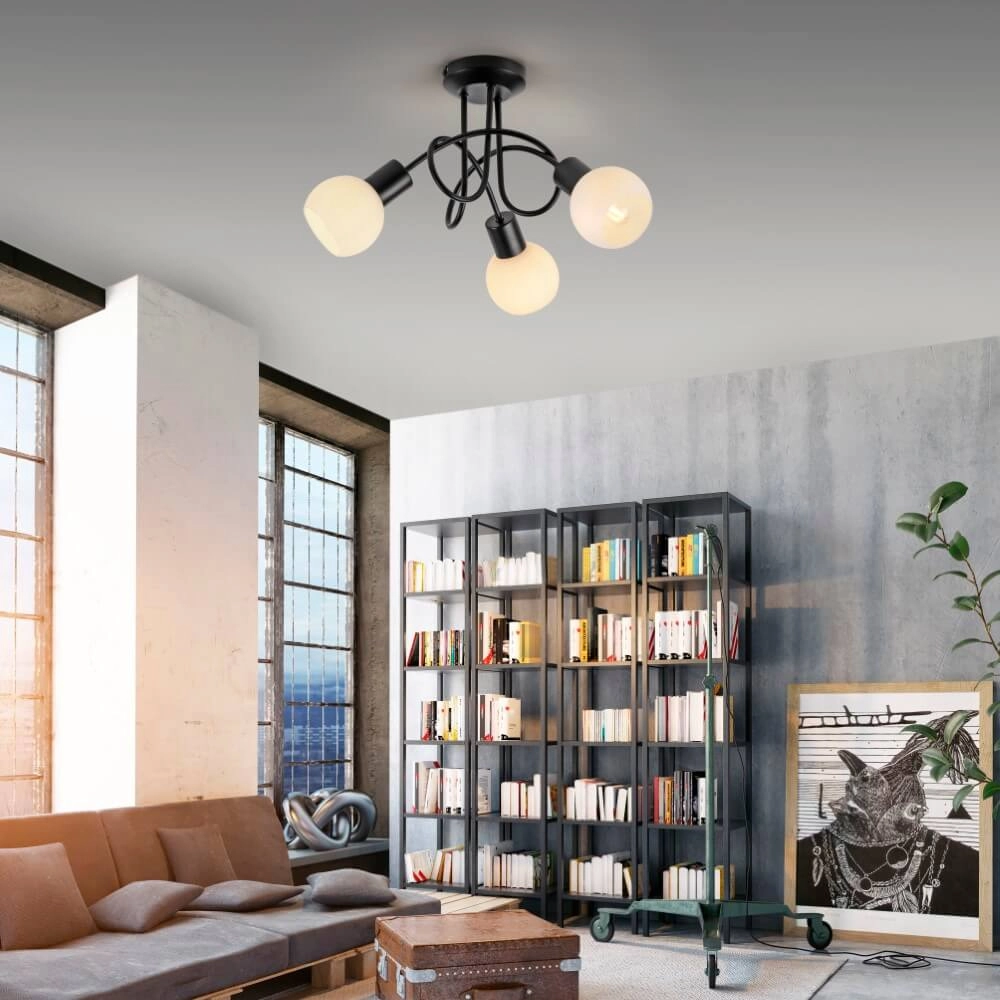 Black ceiling lamp Loki 3-light curl Just Light 4043689000783