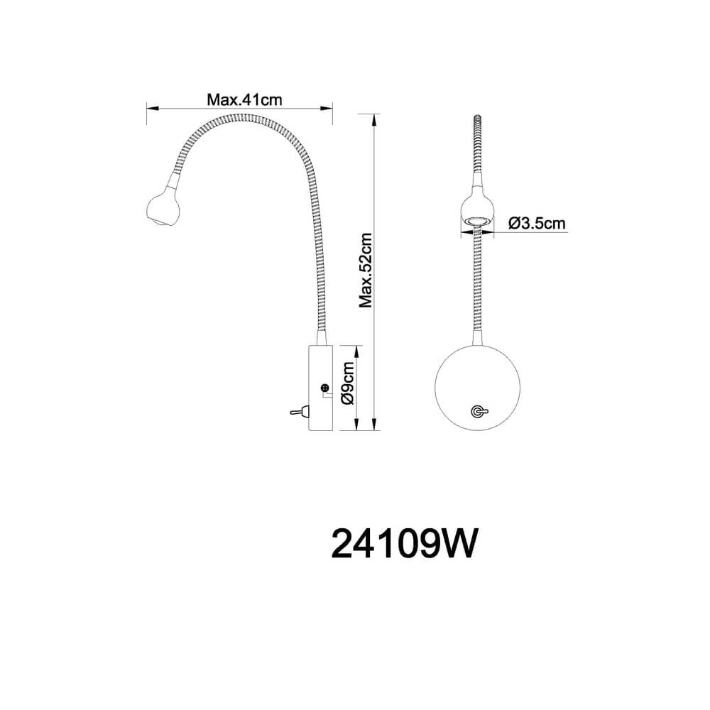 Wall lamp Serpent Nickel corded Globo 9007371290420