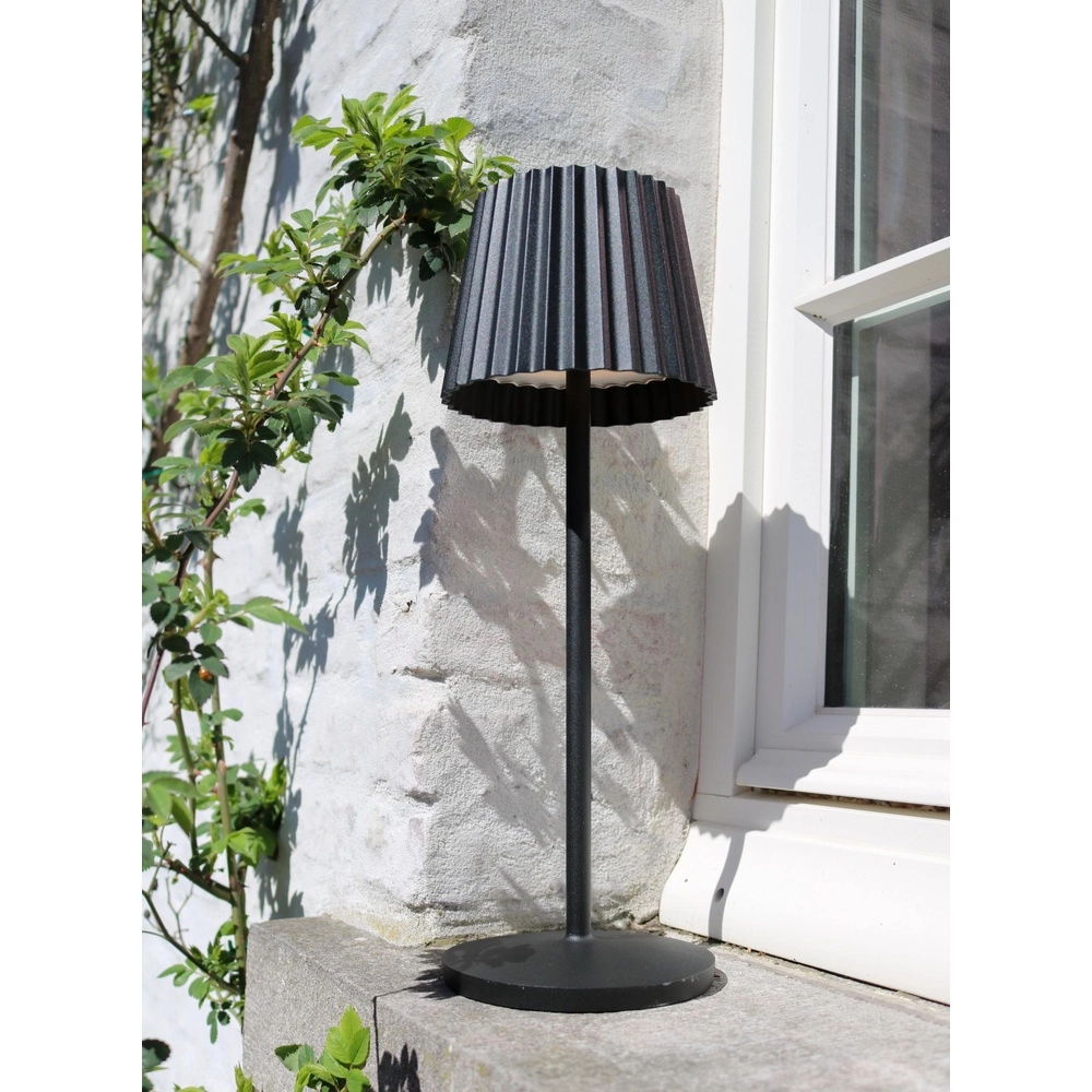 Rechargeable table lamp Justine black with charging station Lucide 5411212272171