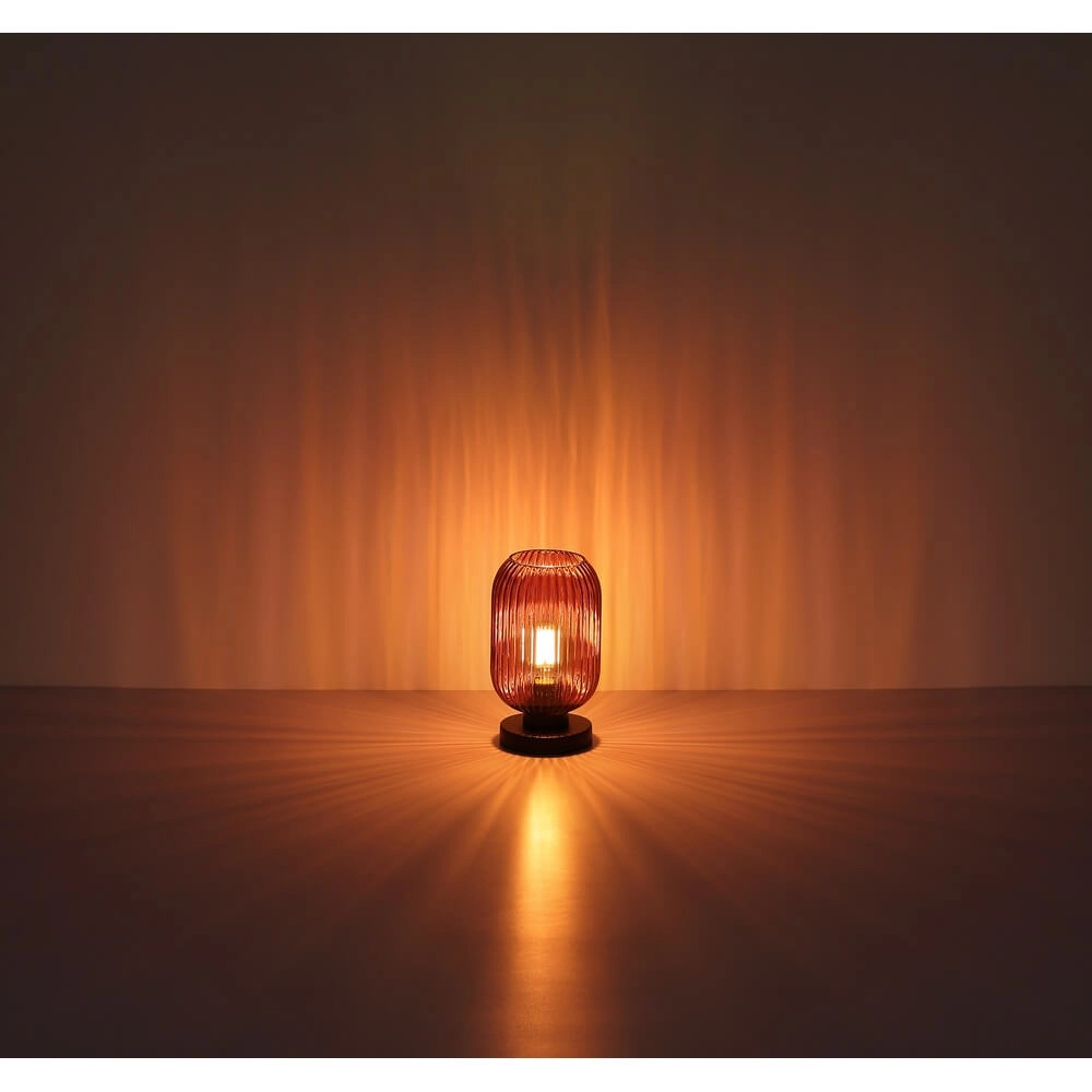 Round table lamp Normy red glass Ø 14cm Globo 9007371450299