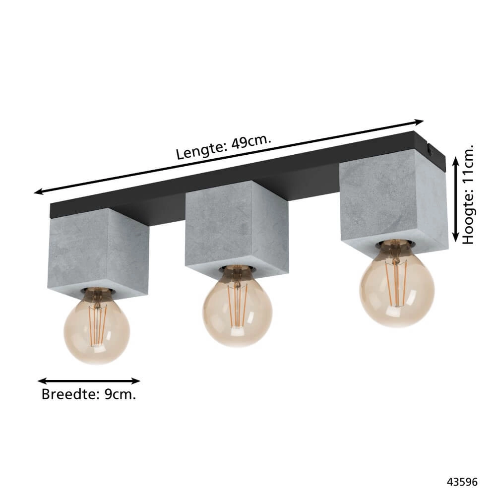 Concrete look ceiling lamp Prestwick 3 Eglo 9002759435967