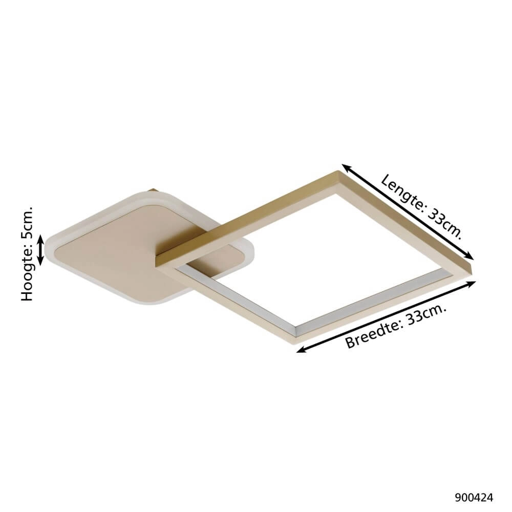 Adjustable LED ceiling lamp Gafares square - gold Eglo 9008606241033