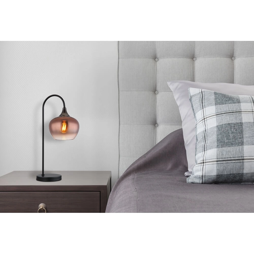 Black table lamp Maxy with red glass single Globo 9007371456987