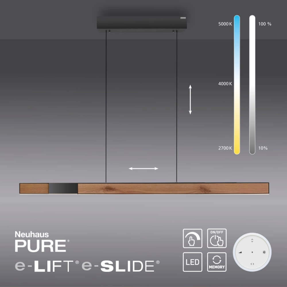 Design hanging lamp Pure Moto-Rise wood Paul Neuhaus 4012248374443