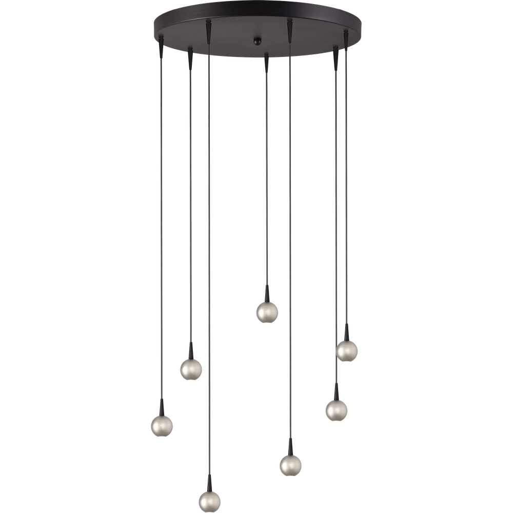 7-light pendant lamp Talana black with nickel Ø 50cm DTW