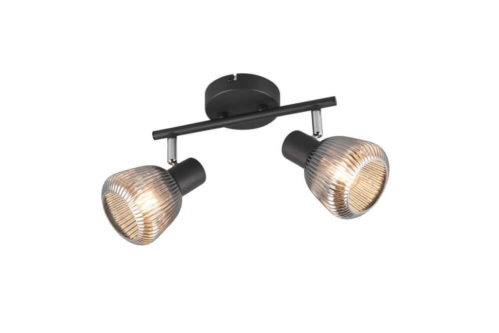 Double ceiling lamp Tarifa with ribbed glass