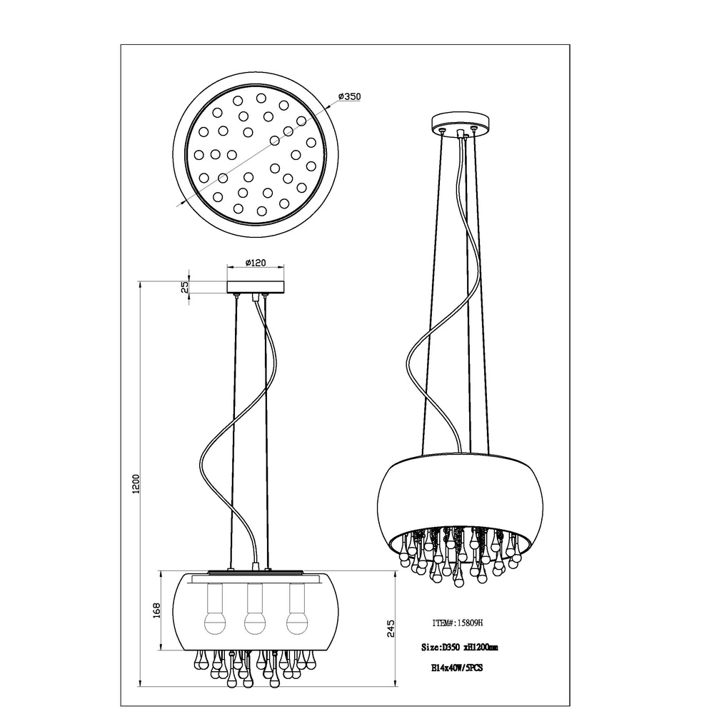 Pendant lamp Kalla Ø 35cm chrome Globo 9007371385706