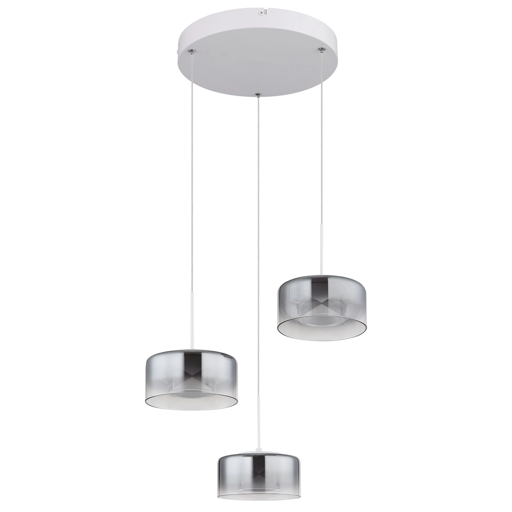 Design pendant lamp Belinda 3-light white with smoke glass Globo 9007371578368