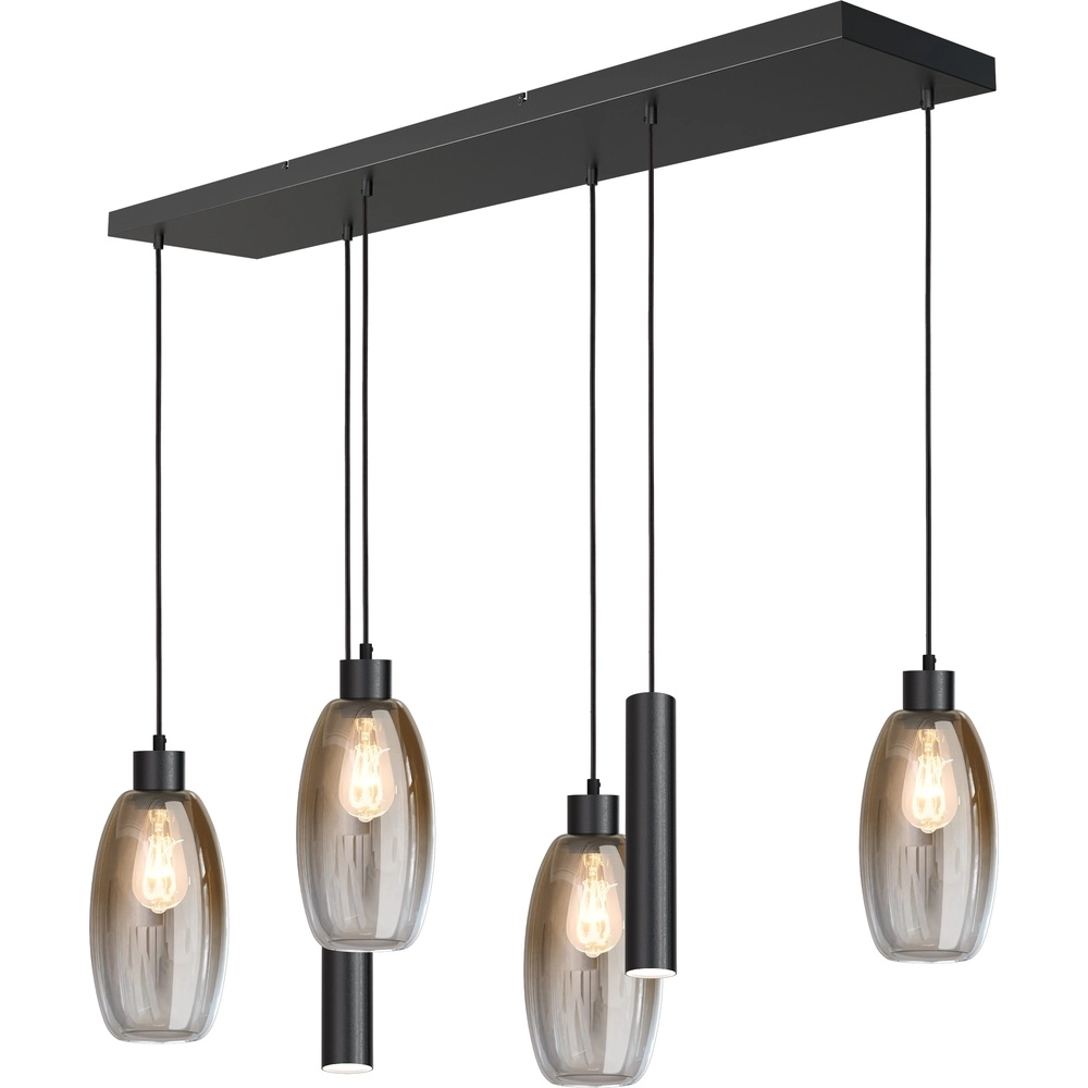 Glass pendant lamp Olive 4x Ø 15cm - 2x Run - black