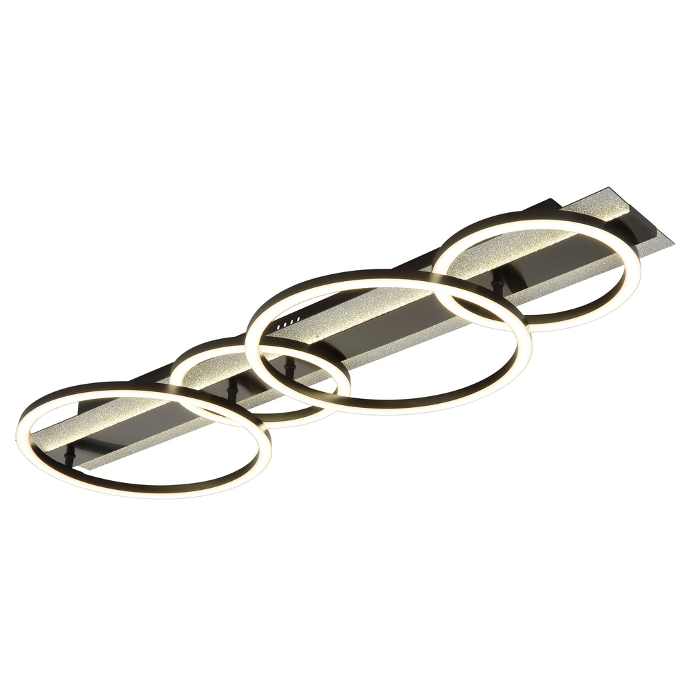 Black ceiling lamp Norberto 4 rings