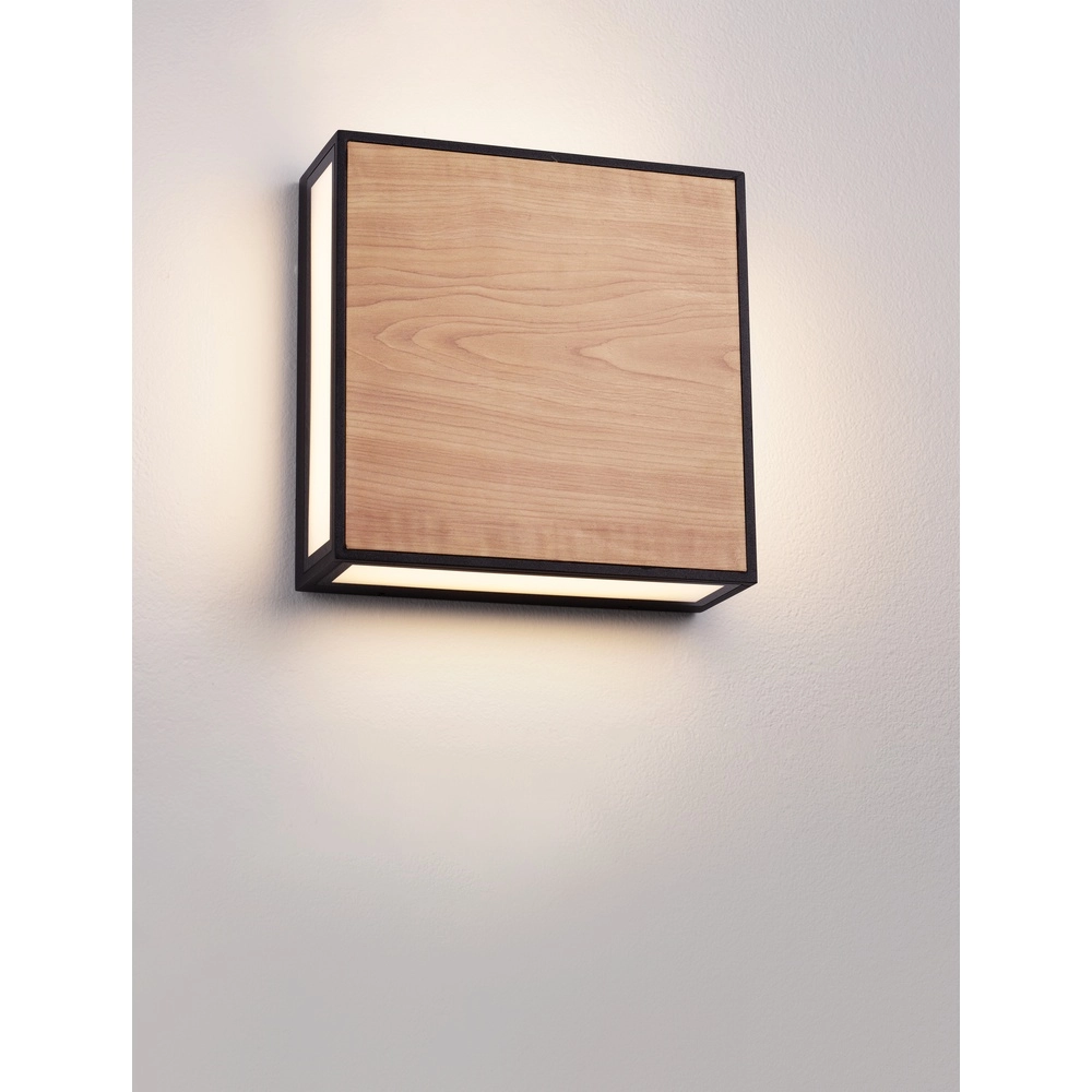 Square wall lamp Astral anthracite with wood