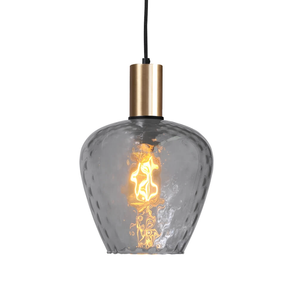 3-light hanging lamp - gold - Porto with Diamond smoke glasses Masterlight 8718121269627
