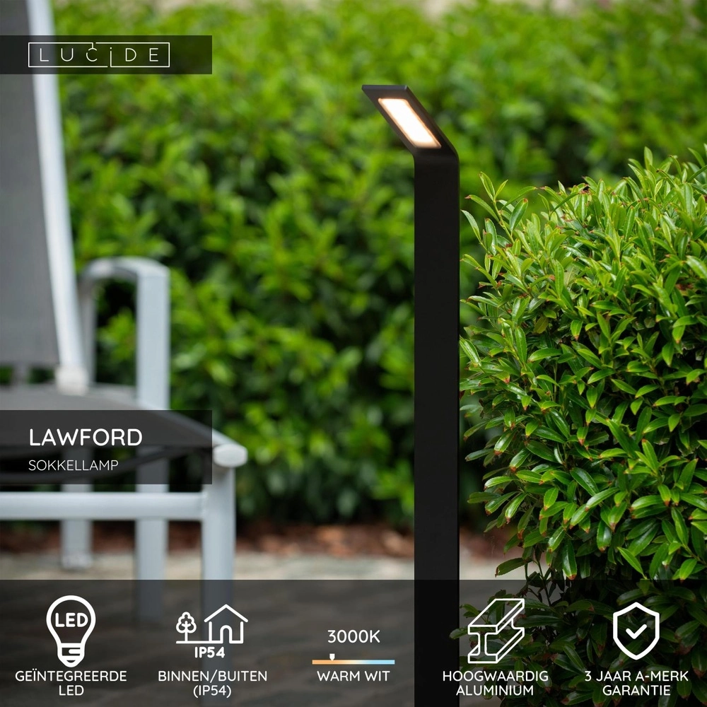 Design garden lamp Lawford 80.5cm black Lucide 5411212290502