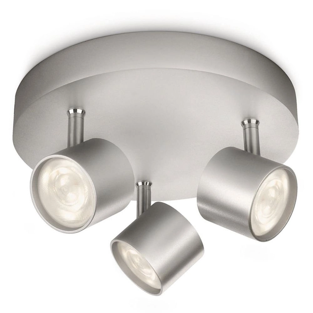 LED ceiling spot My Living Star 3-light metal gray