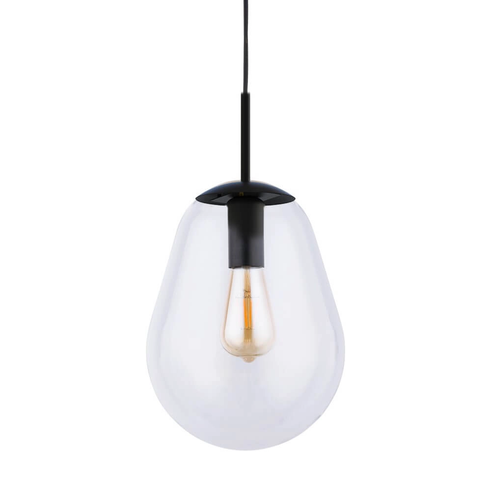 Ø 22cm hanging lamp Pear Small black with clear glass