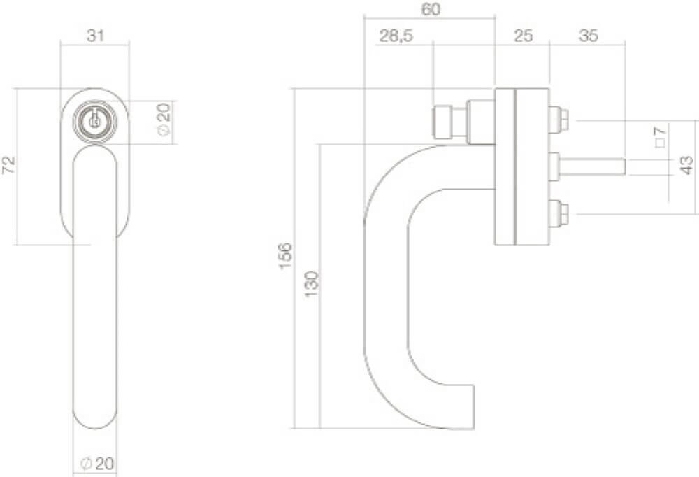 Window handle round Ventra lockable stainless steel Intersteel 8714186366677