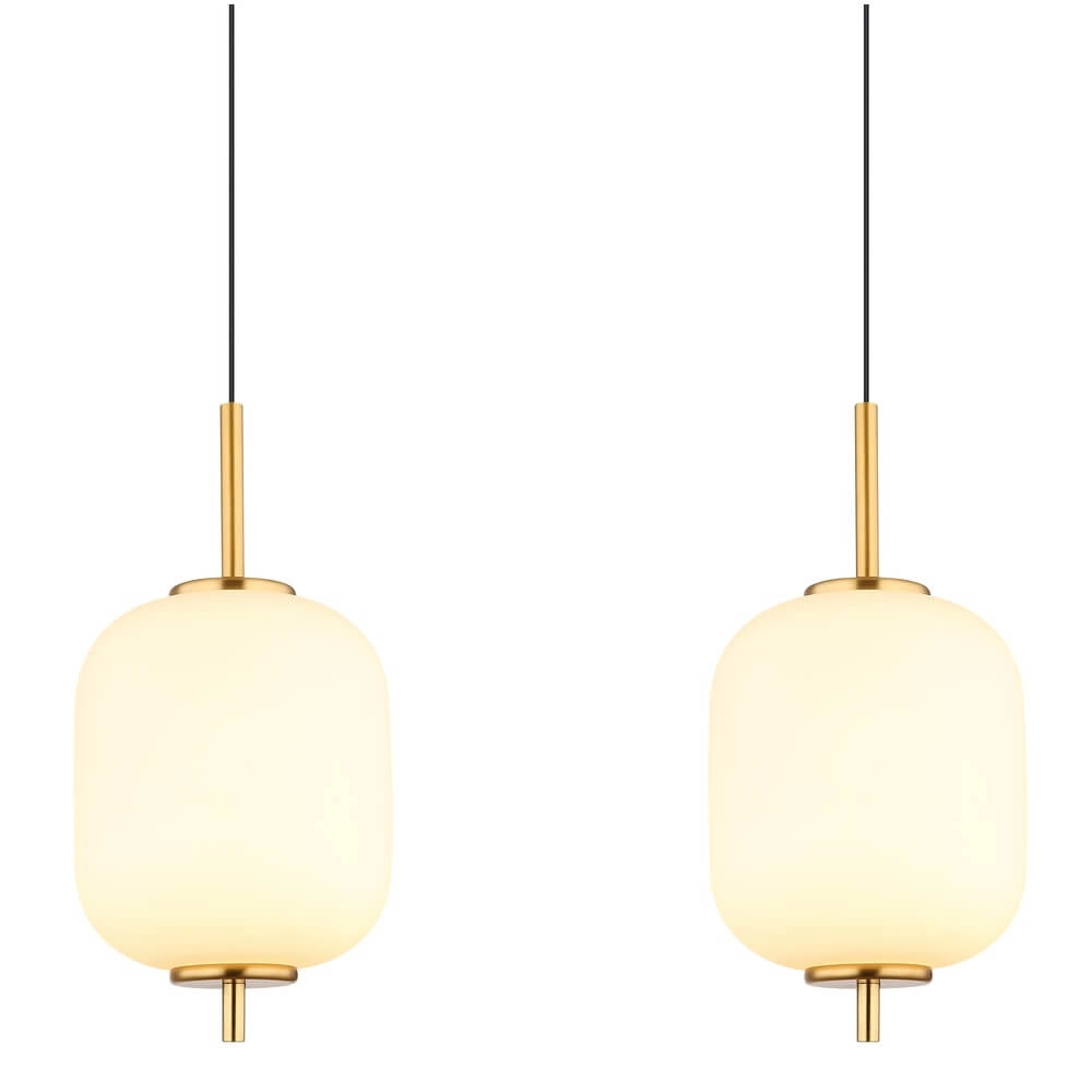 Golden pendant lamp Ewald 4-light white glass Globo 9007371449583