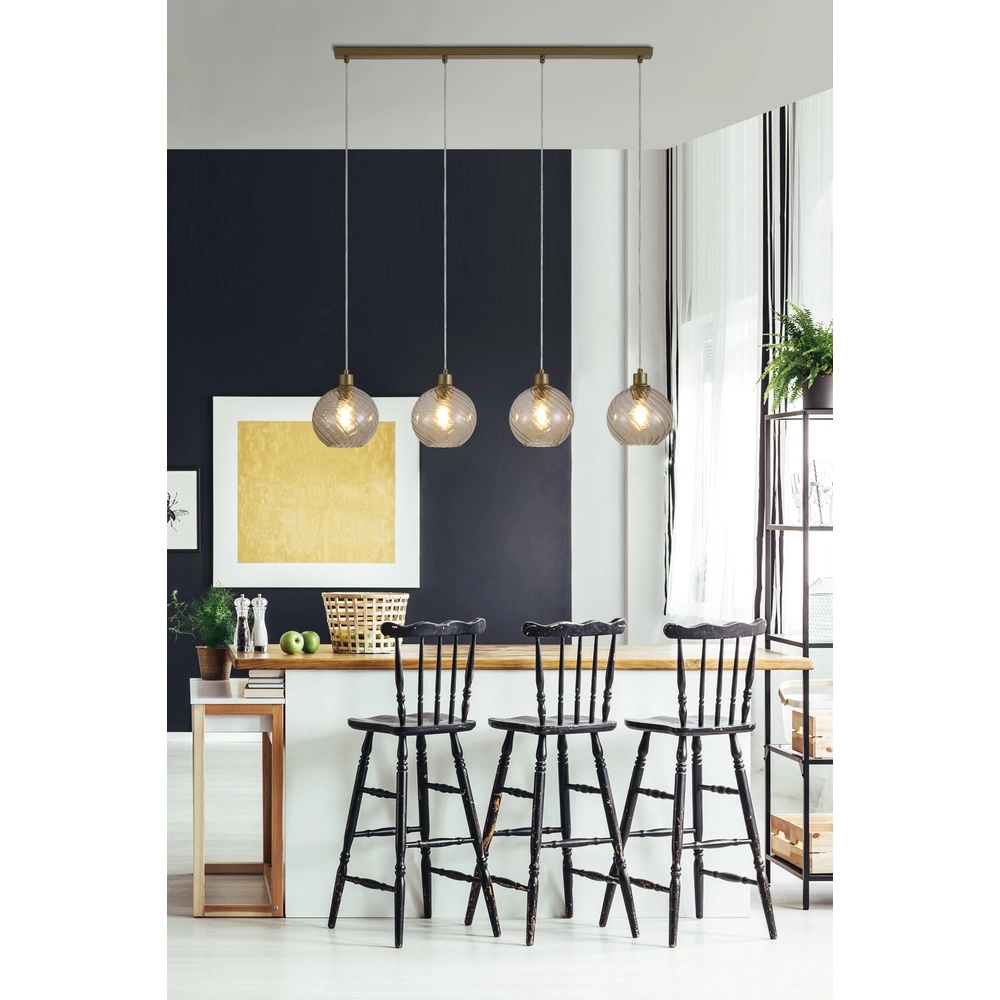 Pendant lamp Radiance 4-light gold Searchlight 5053423305813