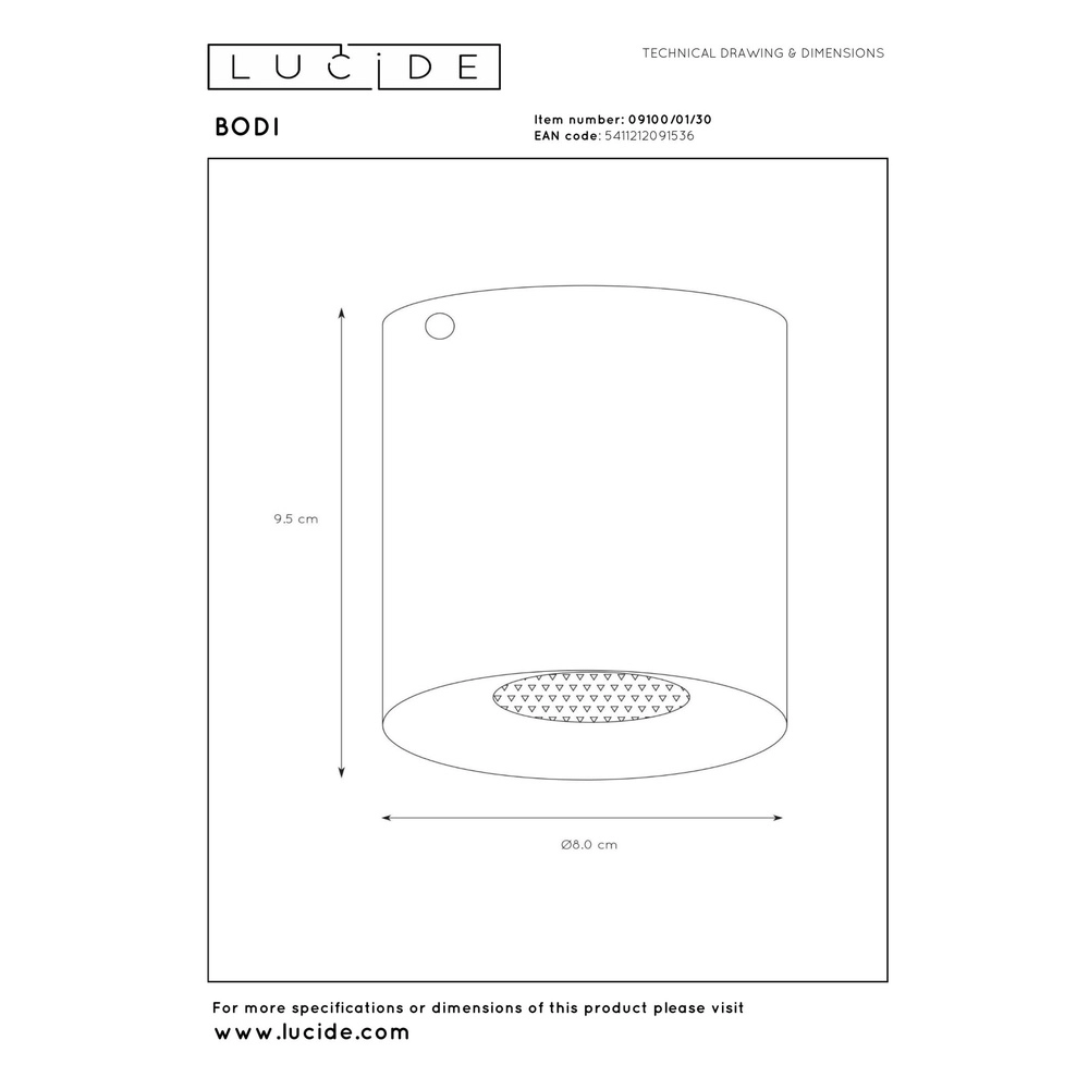 Ceiling spotlight Bodi Ø 8cm black Lucide 5411212091536