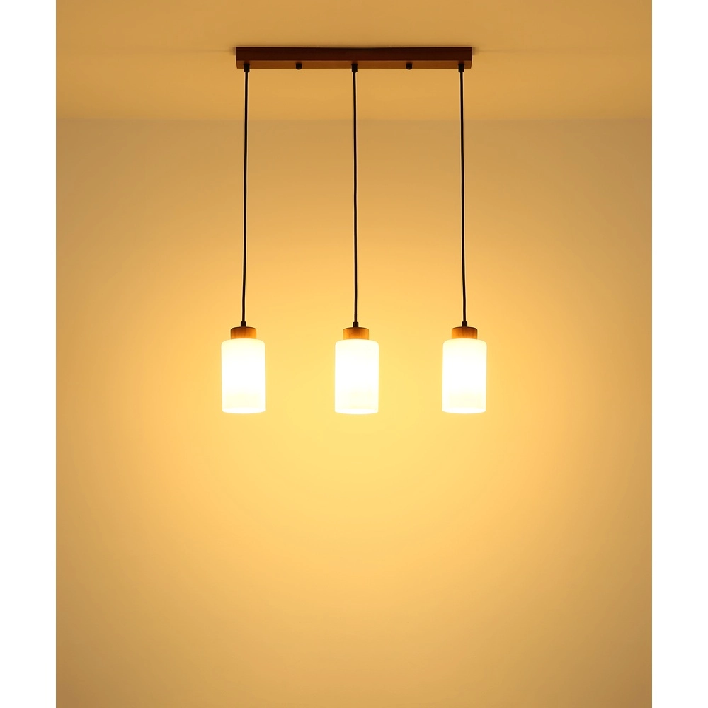 Pendant lamp Rowena 3-light wood Globo 9007371580248
