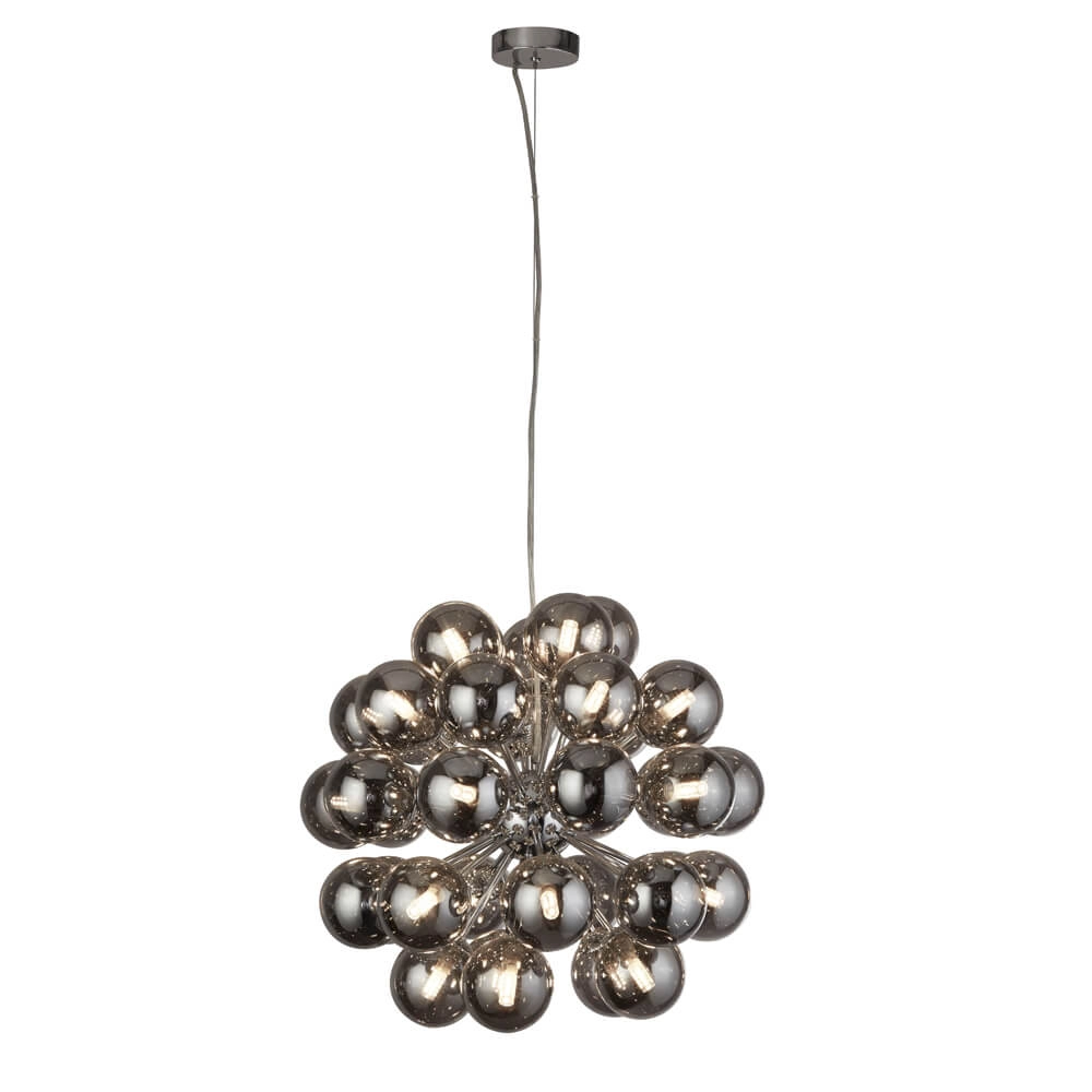Pendant Lamp Glass Berry Globe 27-light black with smoke glass