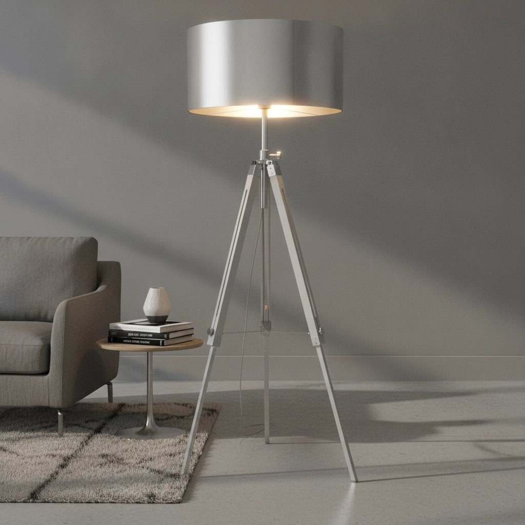 Tripod floor lamp Jewel 150cm white with gray