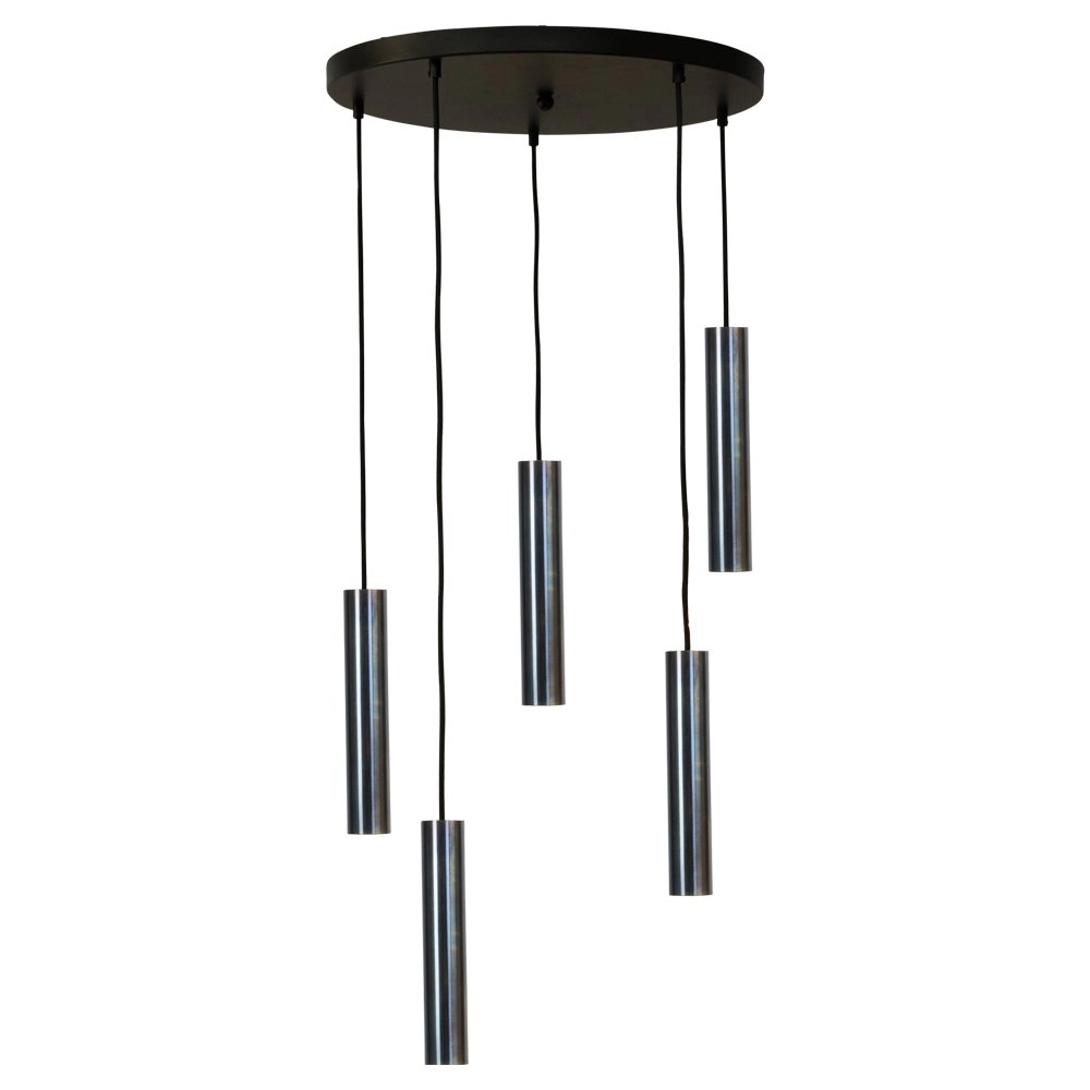 Hanging lamp Run 5-light gunmetal cylinders