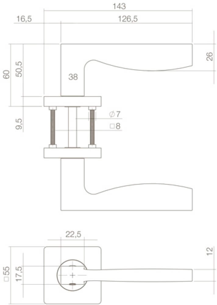 Modern door handle Apollo Square Black Intersteel 8714186408681