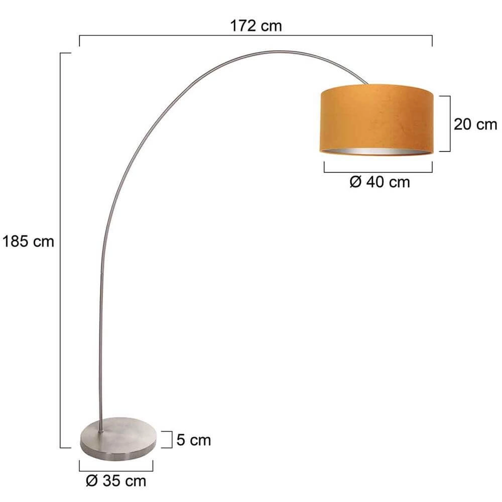 Arc lamp Solva metal with golden shade Steinhauer 8712746174847