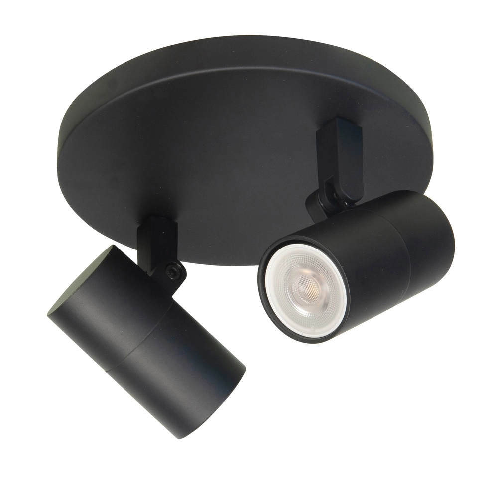 Black surface-mounted spotlight Piccolo 2-light