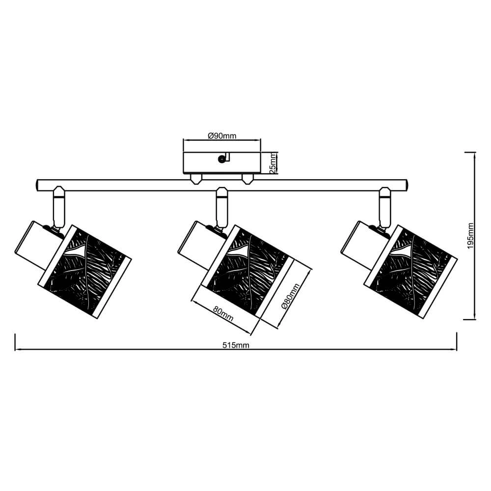 Black ceiling lamp Bano 3-light Brilliant 4004353413483