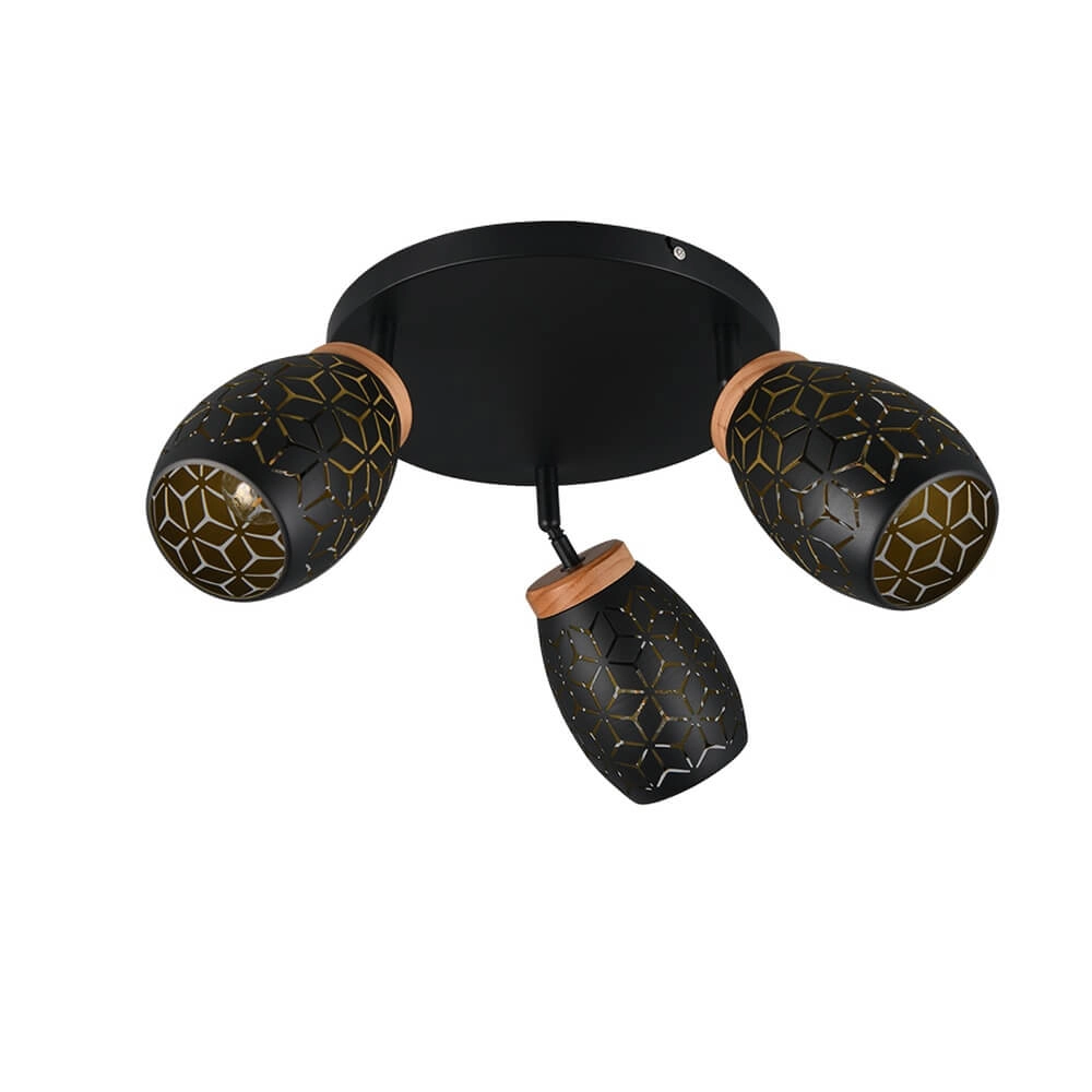 3-light surface-mounted spotlight Bidar black Trio 4017807629996