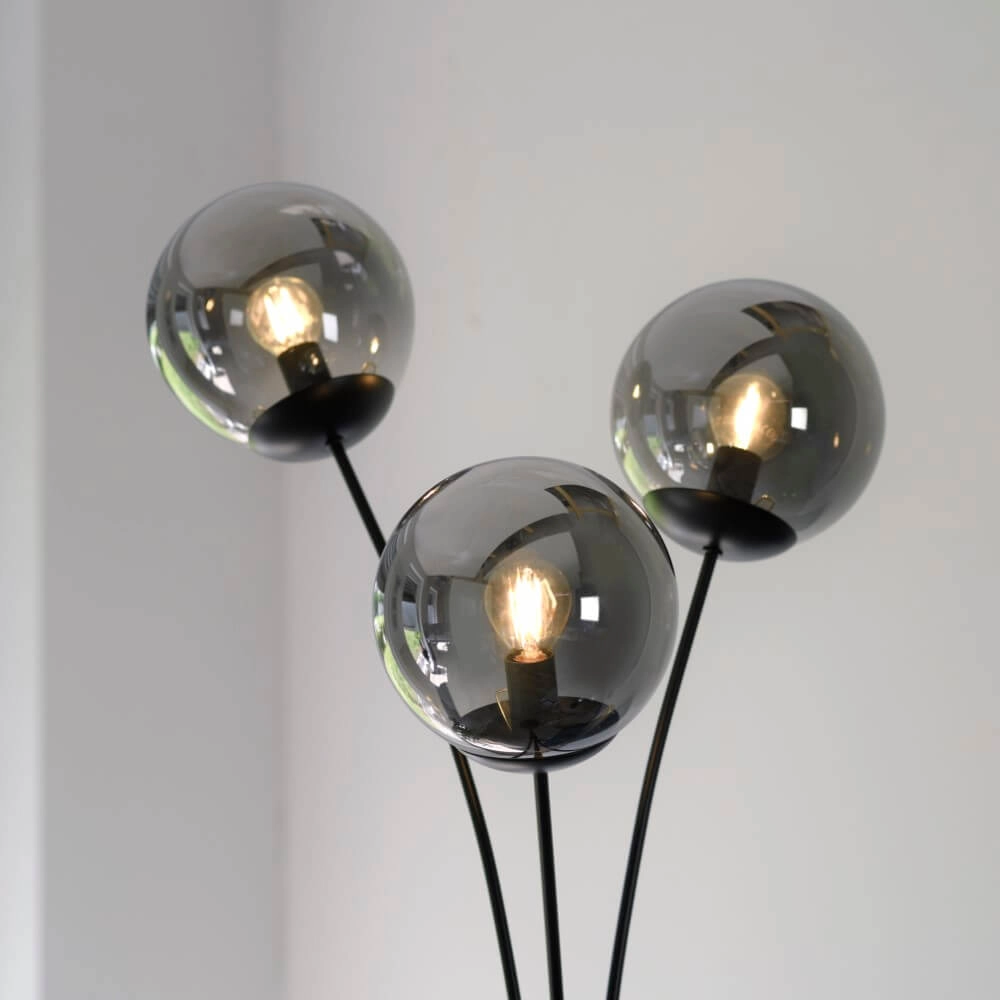 Black floor lamp Big Widow 3-light Just Light 4043689988388