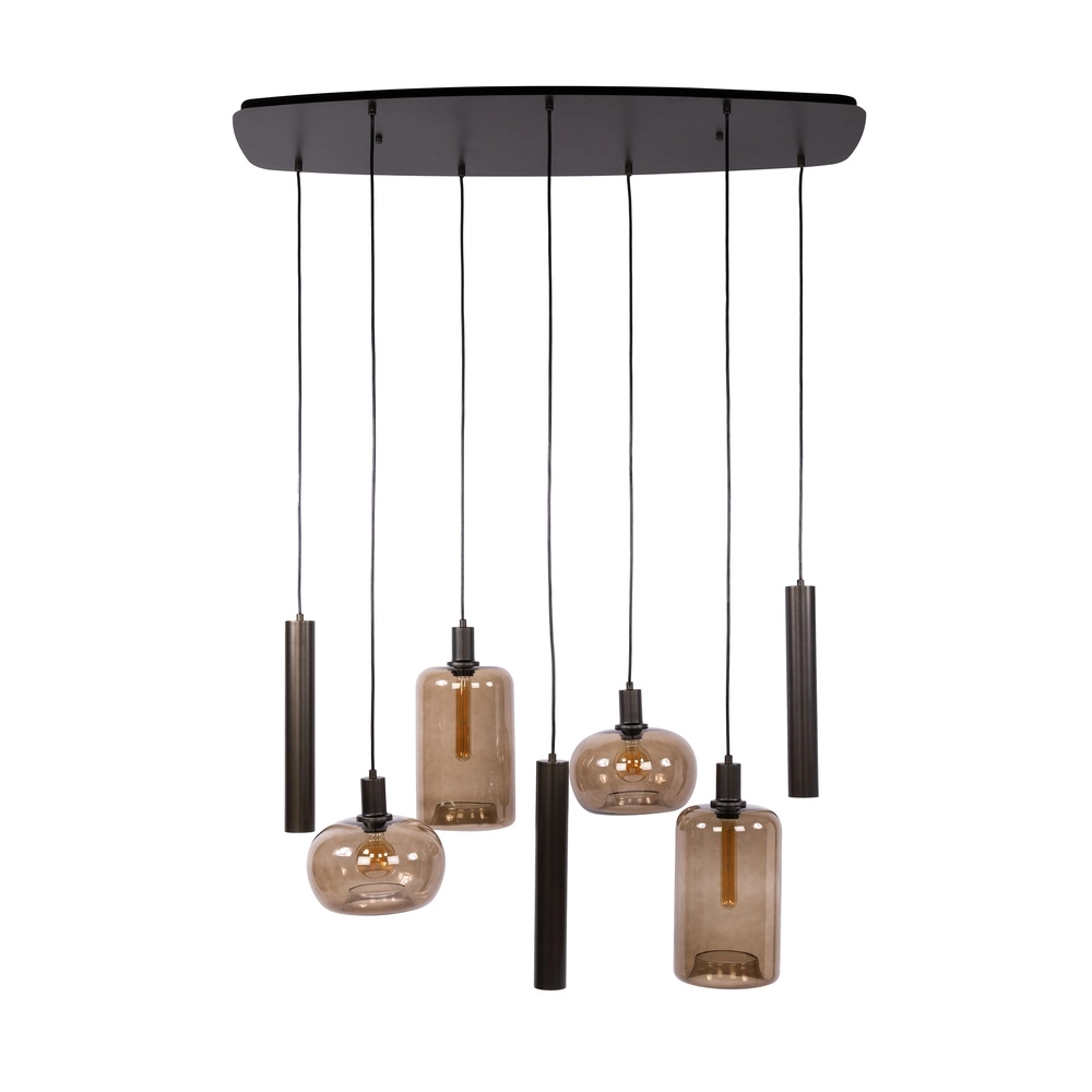 Moderne hanglamp Serene 7-lichts sienna bruin Lyora 8716803514812