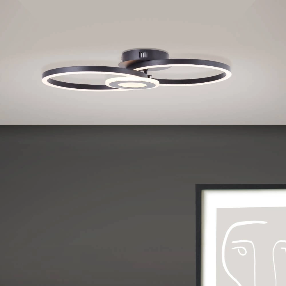 Ceiling lamp Bray Round Black Brilliant 4004353420023