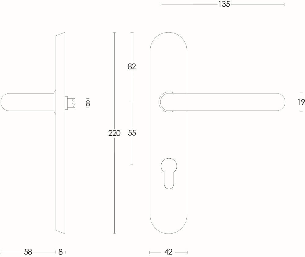 Tight door handle Rond PC 55mm stainless steel Intersteel 8714186060612