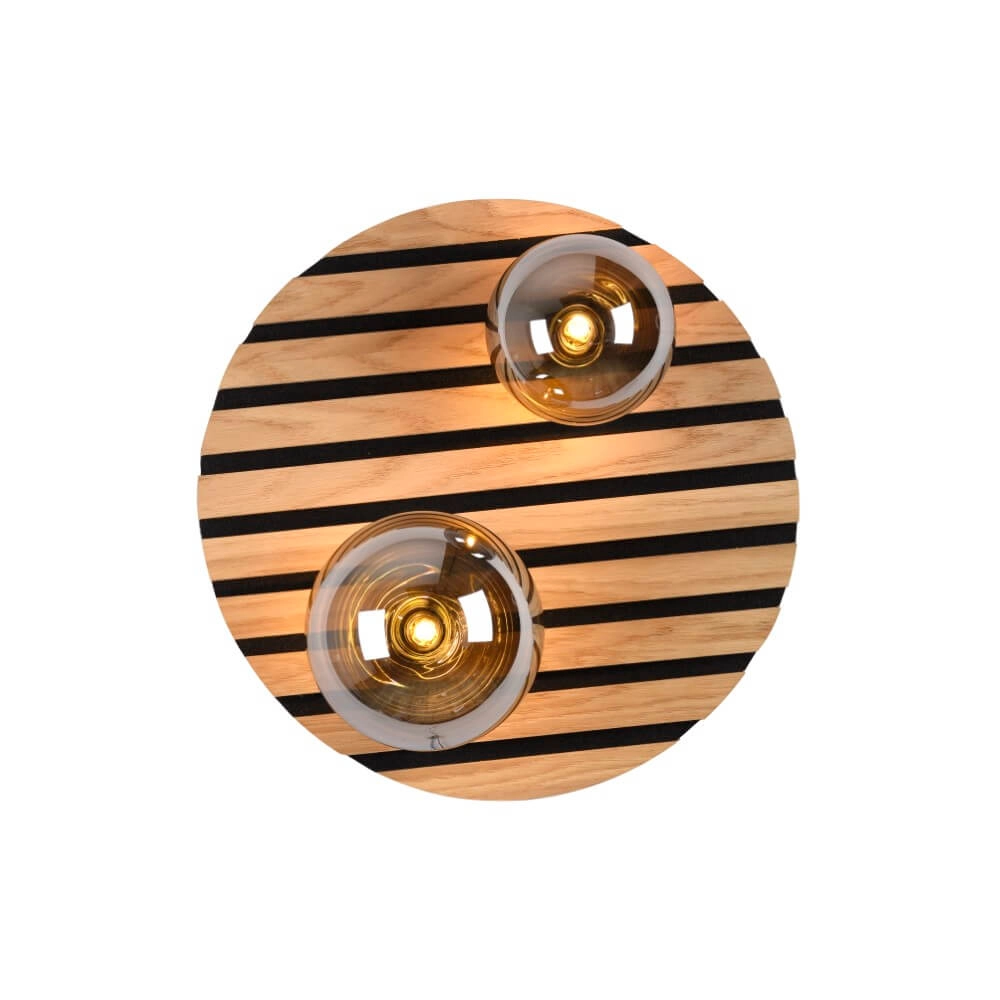 Wooden ceiling lamp Green Stika round Just Light 4043689004231