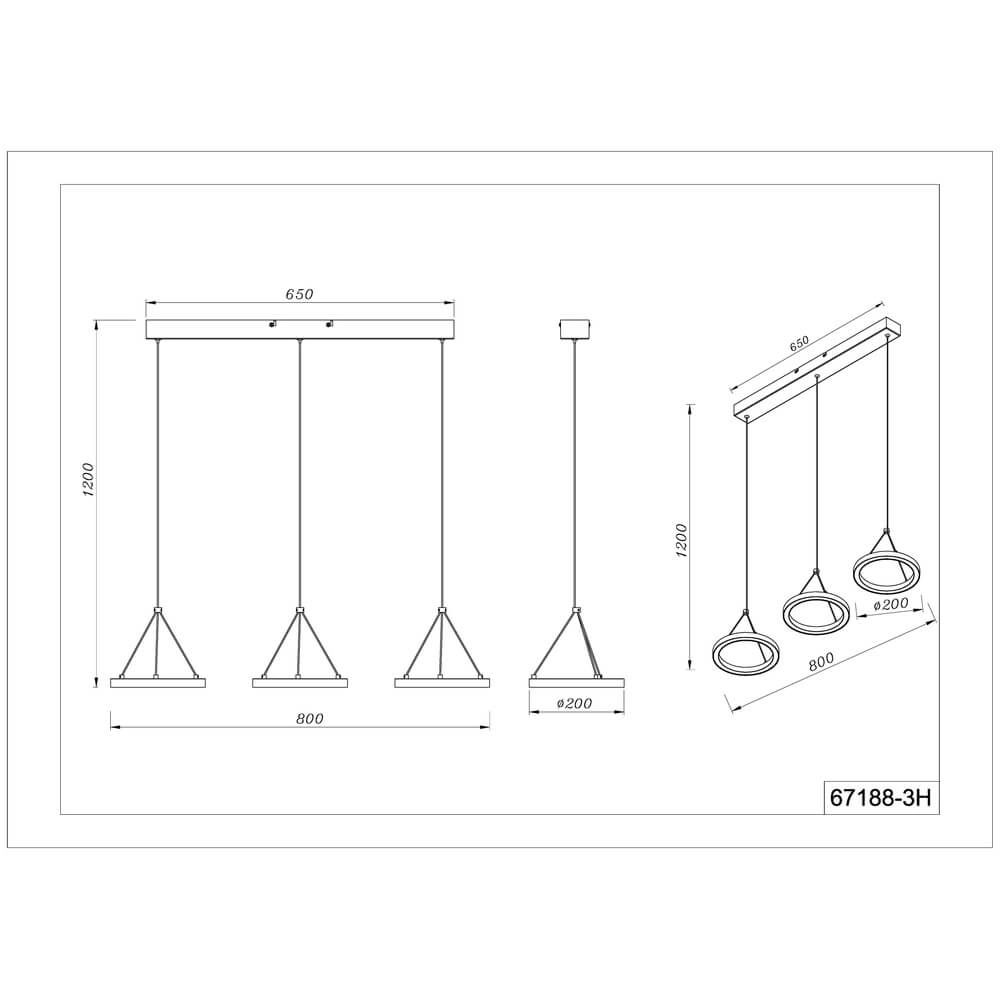 3-light pendant lamp Grenvix Design black Globo 9007371450770