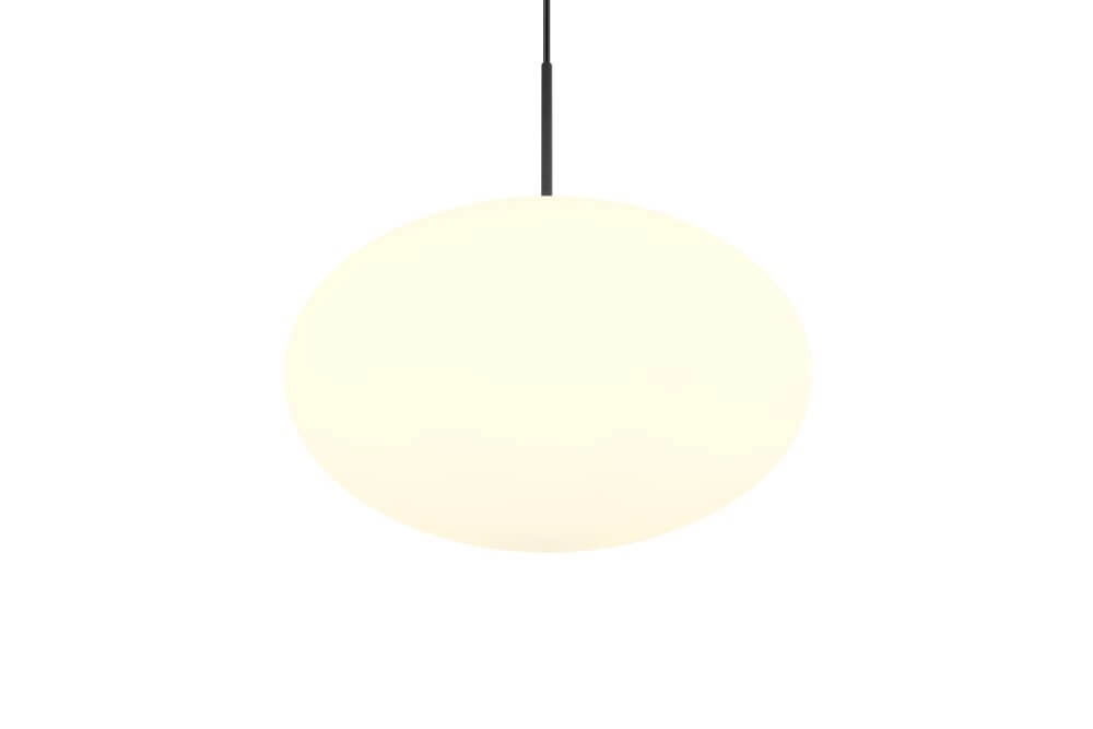 Oval pendant lamp Fomento Ø 40cm - black with white glass Trio 4017807616224