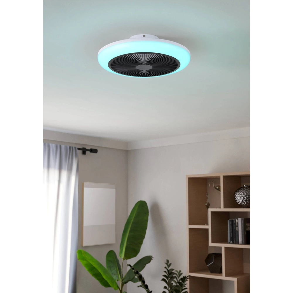 Ceiling fan Sayulita white with black Ø 46cm RGB Eglo 9002759352165