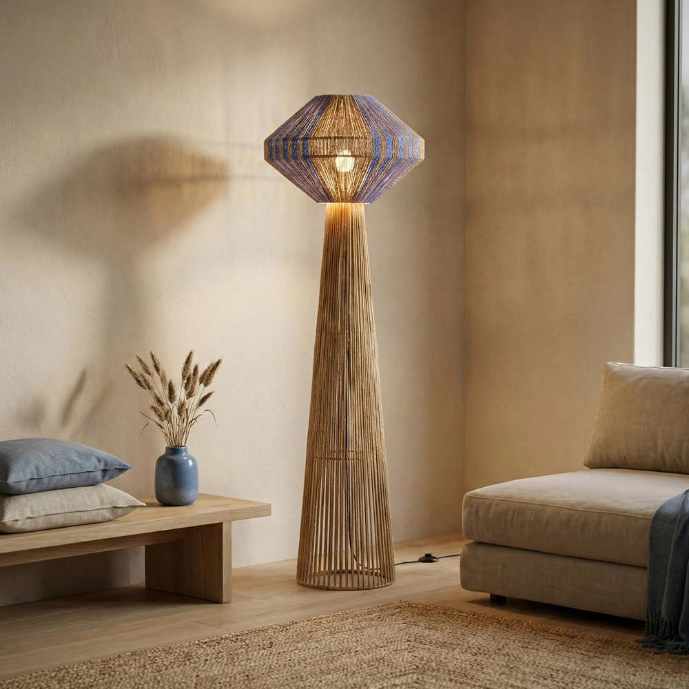 Floor lamp Abby Ø 50cm brown with blue