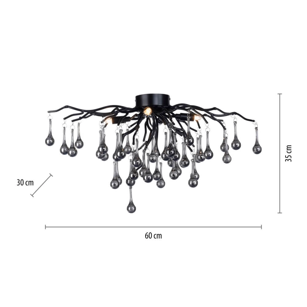 Chandelier Icicle black 60cm Paul Neuhaus 4012248377574