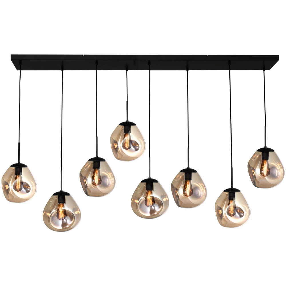 Hanging lamp Lava 8x gold glass Ø 24cm