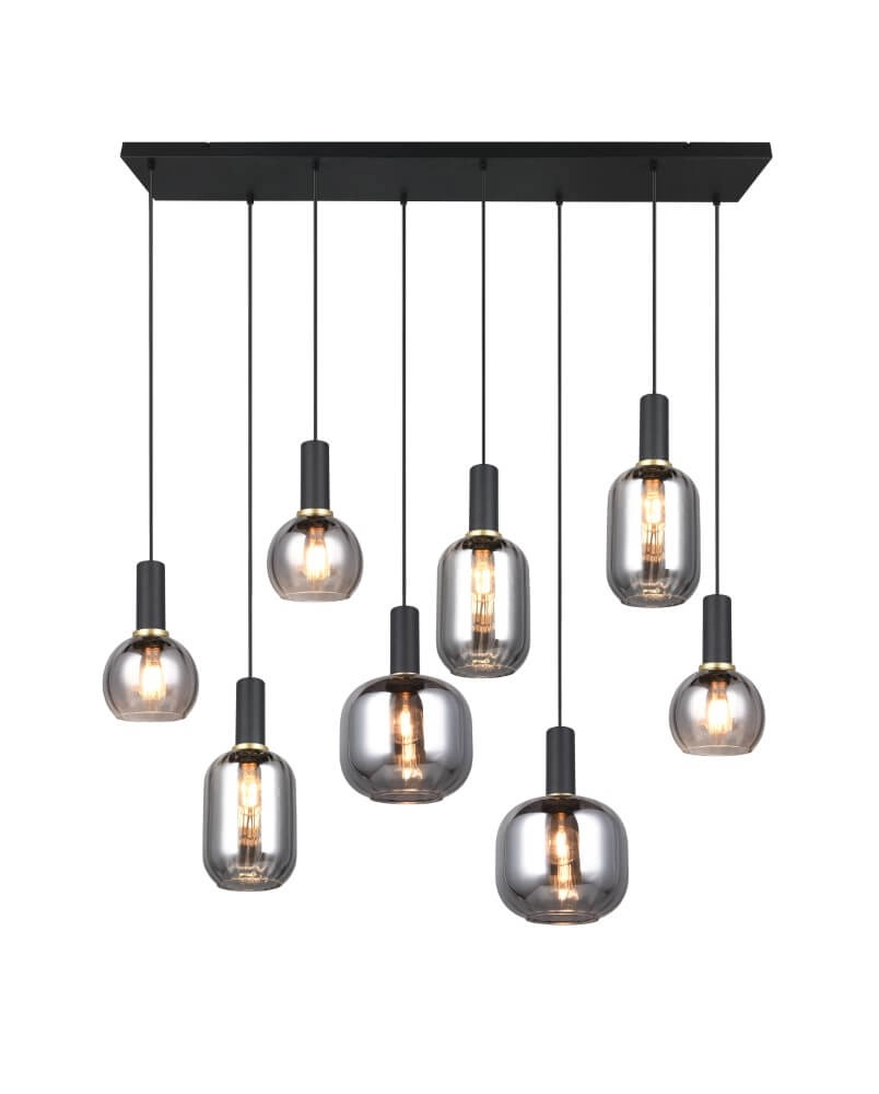 Dining room pendant lamp Diva 8-light - smoke glass Trio 4017807614589