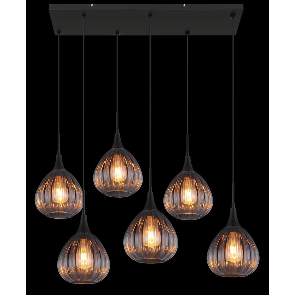 Black pendant lamp Olsen 6-light Globo 9007371447817