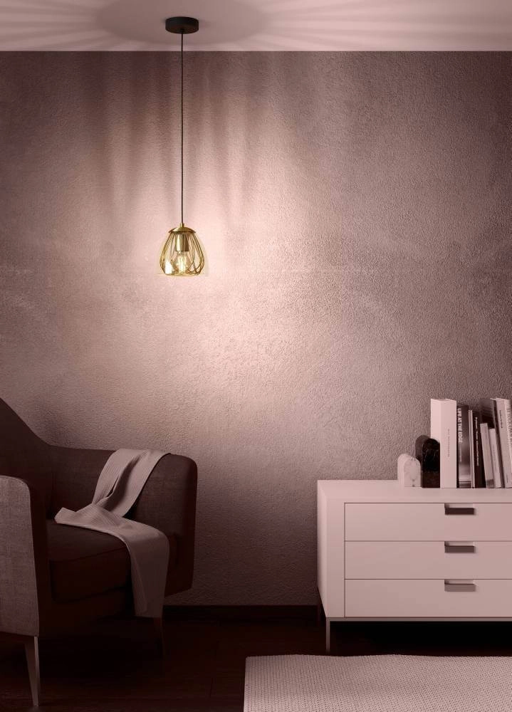 Hanging lamp gold with glass Jazminia Ø 20cm Stars of Light 9008606221042