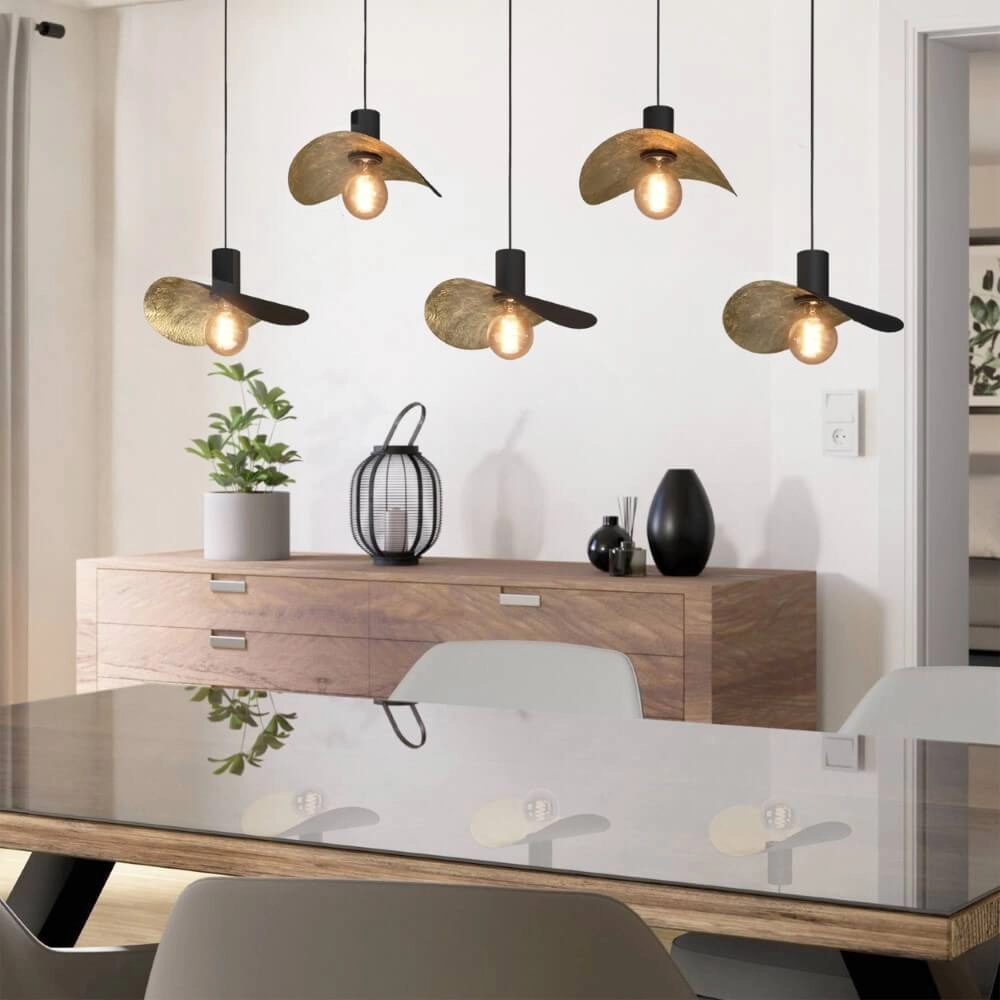 Black hanging lamp Saceda with gold 5-lights Stars of Light 9008606292325
