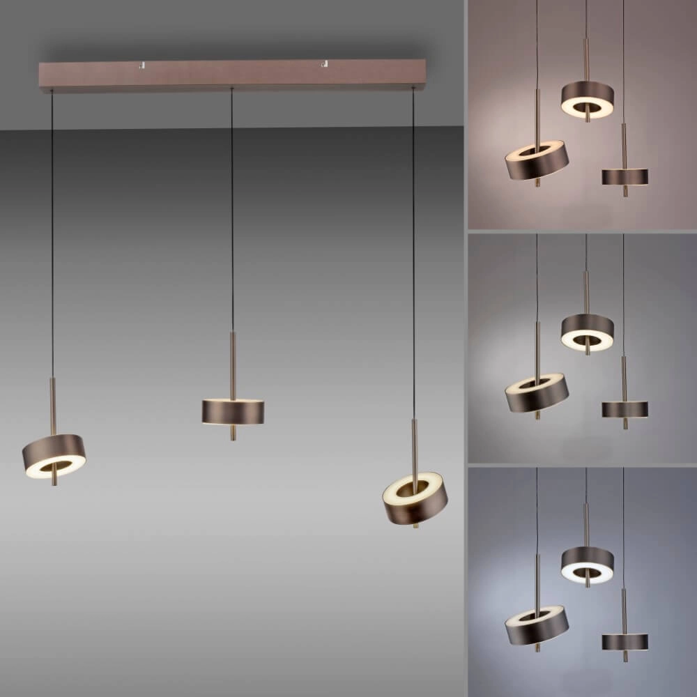 3-light pendant lamp Q-Rotate Brown Modern Paul Neuhaus 4012248383155