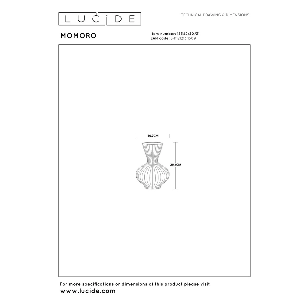 Table lamp vase Momoro white Lucide 5411212134509
